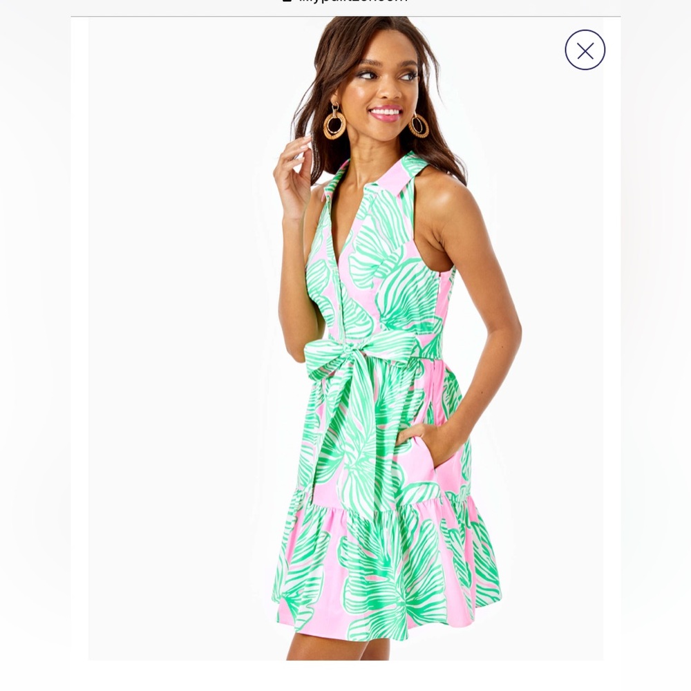 Lilly Pulitzer Pink and Green Leaf Mini Dress - Picture 4 of 6